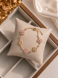 1pc Elegant Rhinestone Inlaid  Four-Leaf Clover Adjustable Bracelet